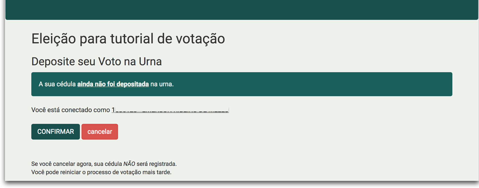 Última chance antes de depositar