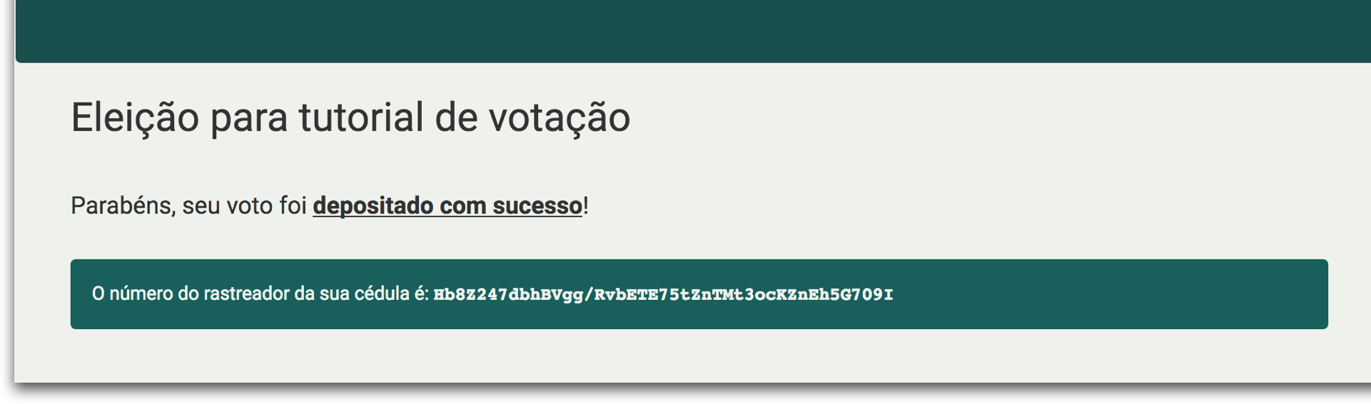 Voto depositado com sucesso